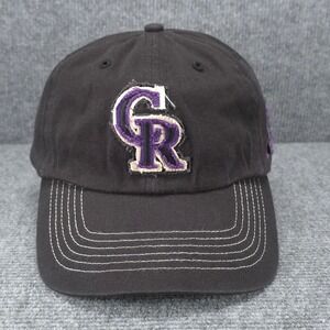 Colorado Rockies Hat Cap Strap Back‎ Black Purple MLB Baseball Distressed